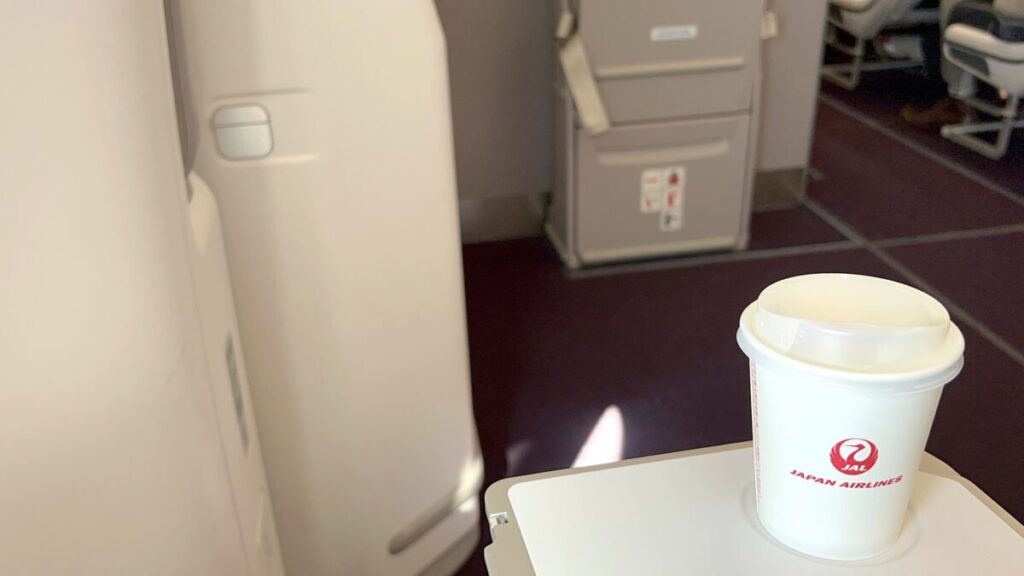 2023.2北海道旅行1日目 飛行機内 飲み物 緑茶
