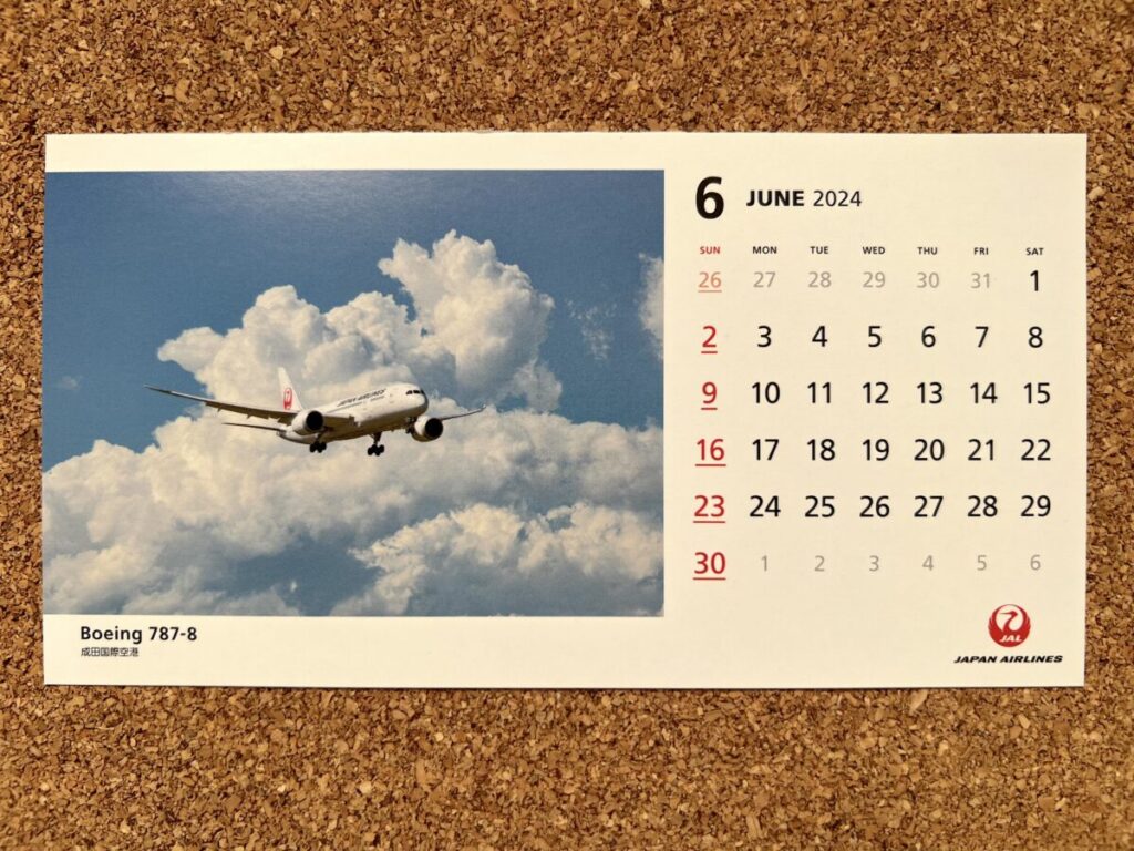 JAL カレンダー 2024 6月