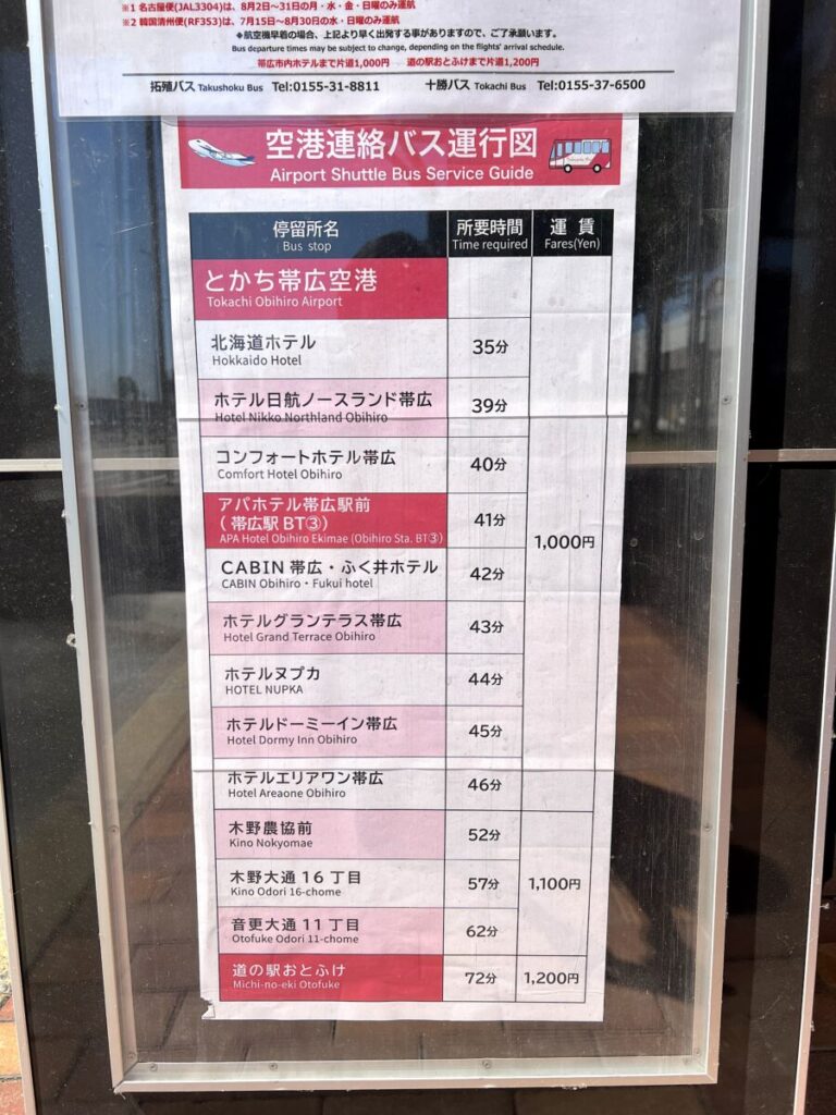 コンフォートホテル帯広 アクセス バス 帯広空港