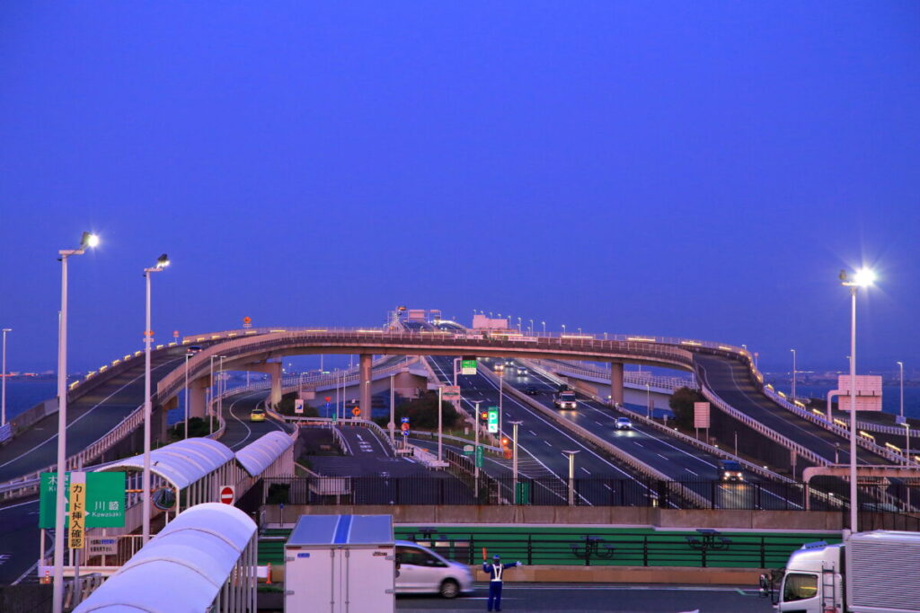 海ほたる 車中泊 東展望デッキ 夕方