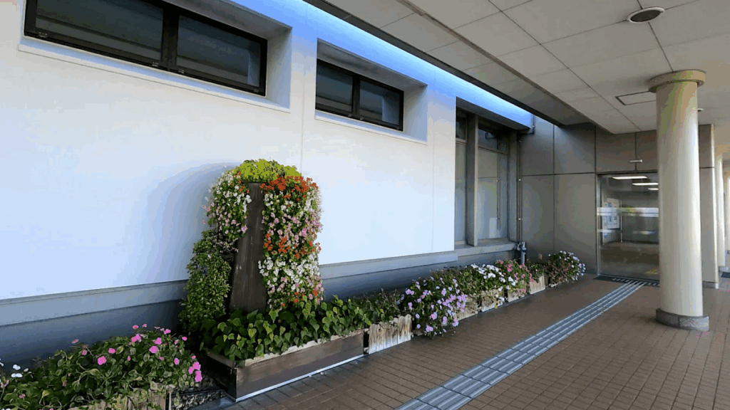 小松空港 空港建物 通路 花壇