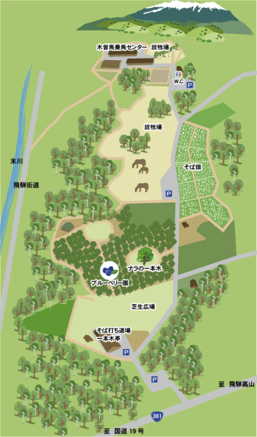日本在来馬 木曽馬 木曽馬の里 場内マップ