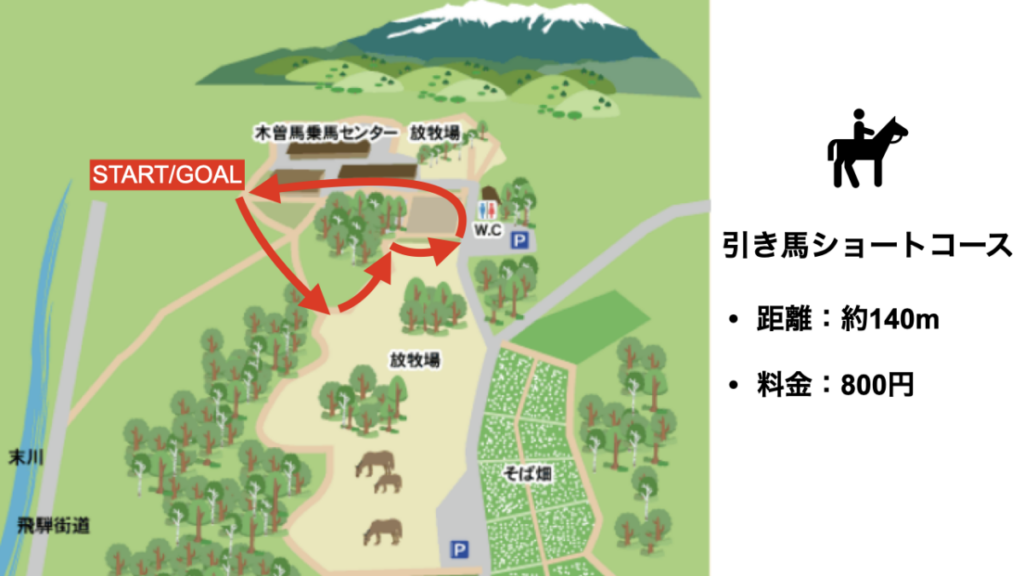 木曽馬 木曽馬の里 乗馬体験 引き馬ショートコース
