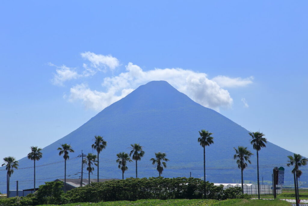 トカラ馬 開聞山 夕陽