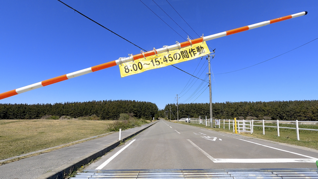 寒立馬 尻屋崎放牧場 入り口ゲート内へ