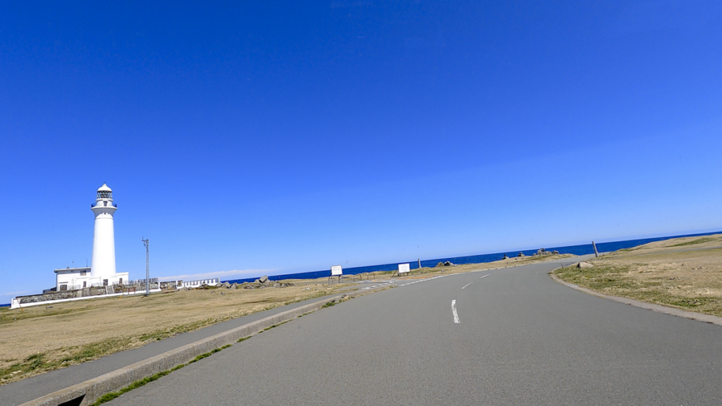 寒立馬 尻屋崎放牧場 道路 絶景 尻屋埼灯台