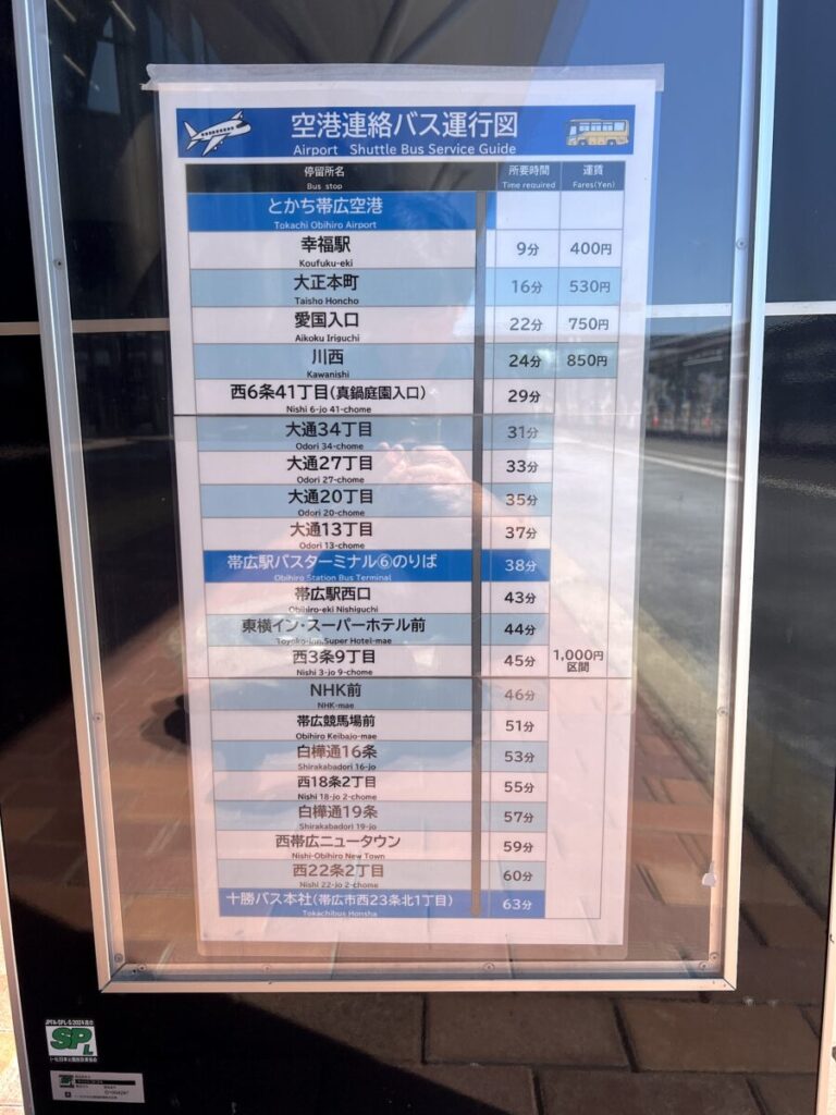 カミシホロホテル アクセス 帯広空港 バス